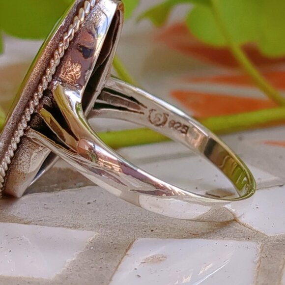 Sterling Silver Abalone Ring, Women's Ring, Ring, Genuine Abalone, 925 Stamped, - Picture 9 of 10